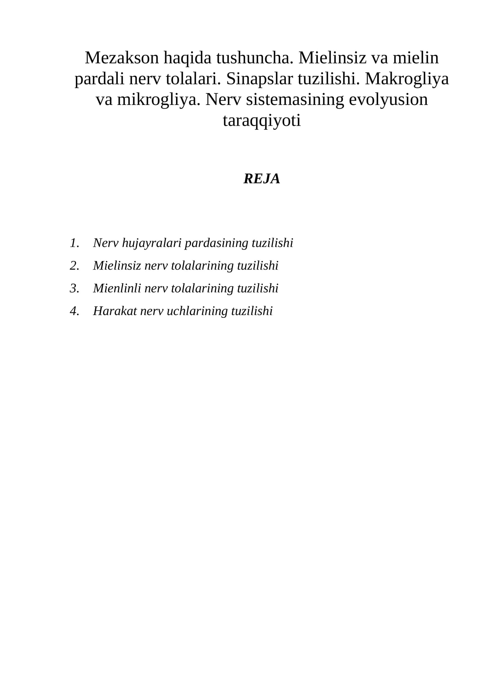 Nerv hujayralari tuzilishi