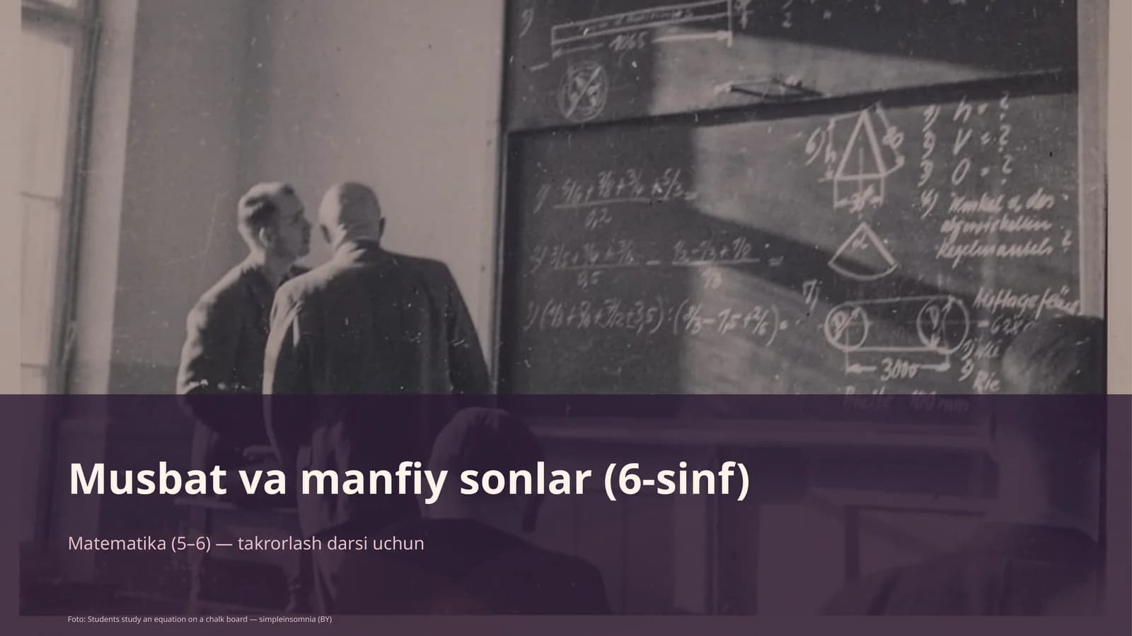 Musbat va manfiy sonlar (6-sinf) Matematika (5–6) — takrorlash darsi uchun