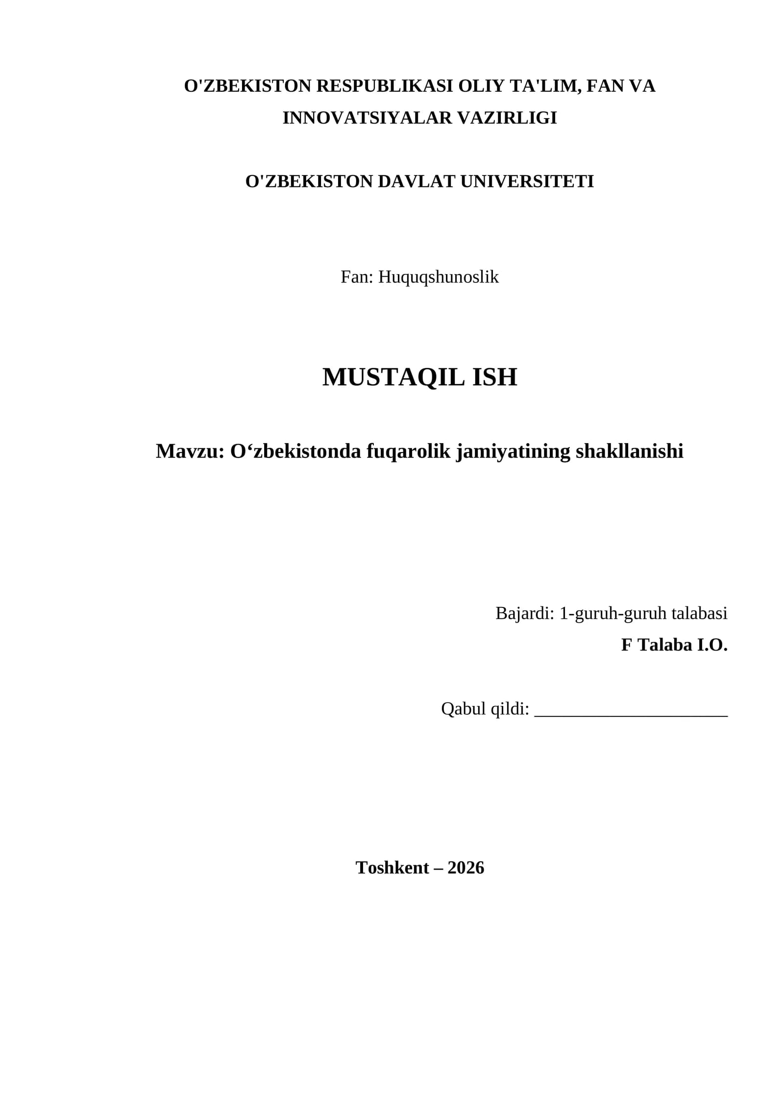 O‘zbekistonda fuqarolik jamiyatining shakllanishi