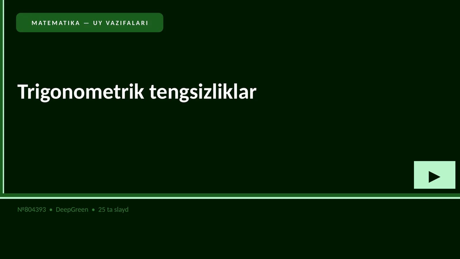 MATEMATIKA — UY VAZIFALARI