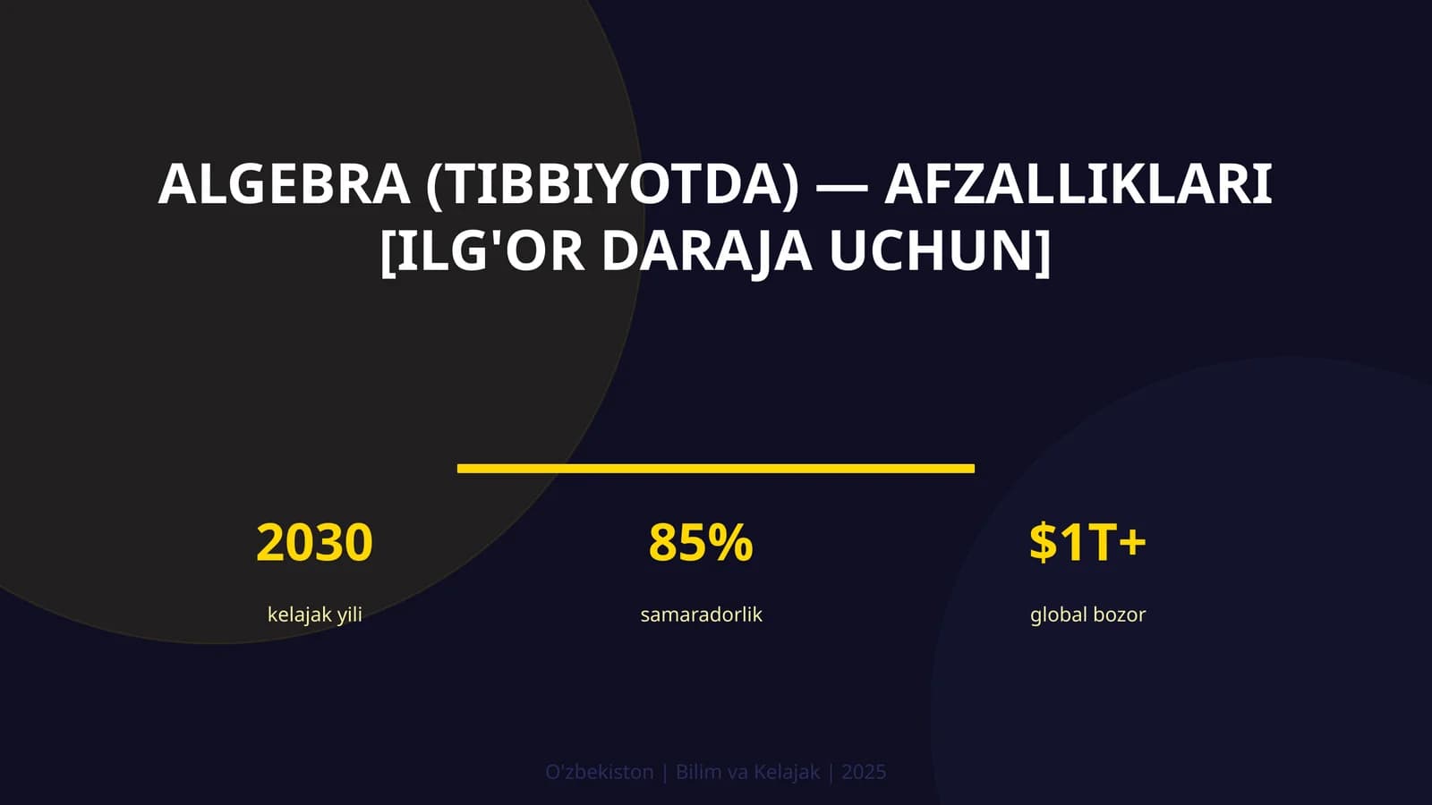 Algebra (tibbiyotda) — afzalliklari [ilg'or daraja uchun]