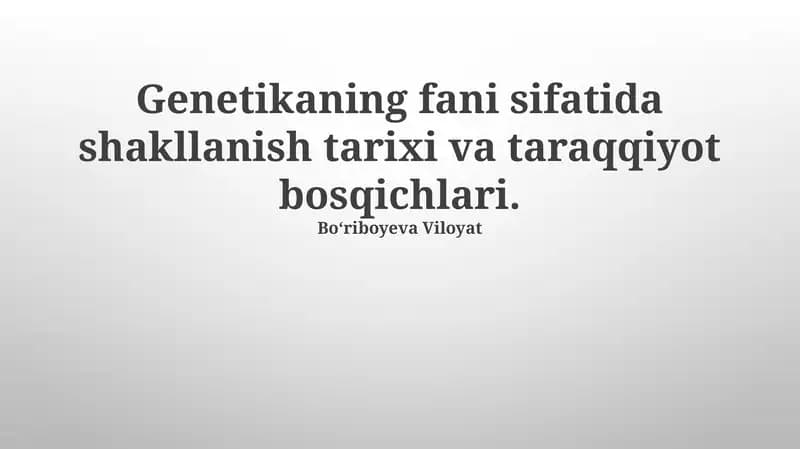Genetika fanining tarixi
