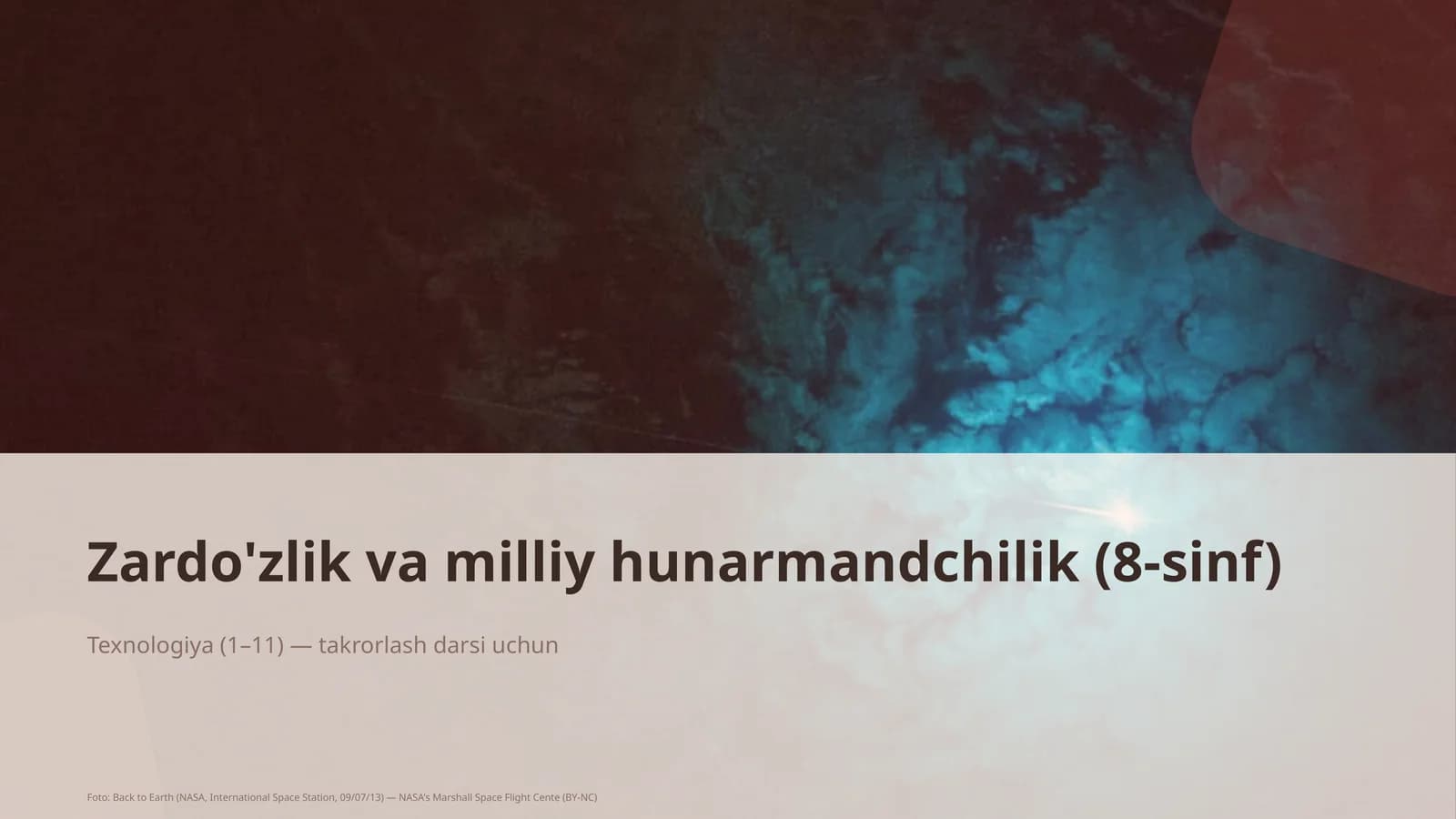 Zardo'zlik va milliy hunarmandchilik (8-sinf)