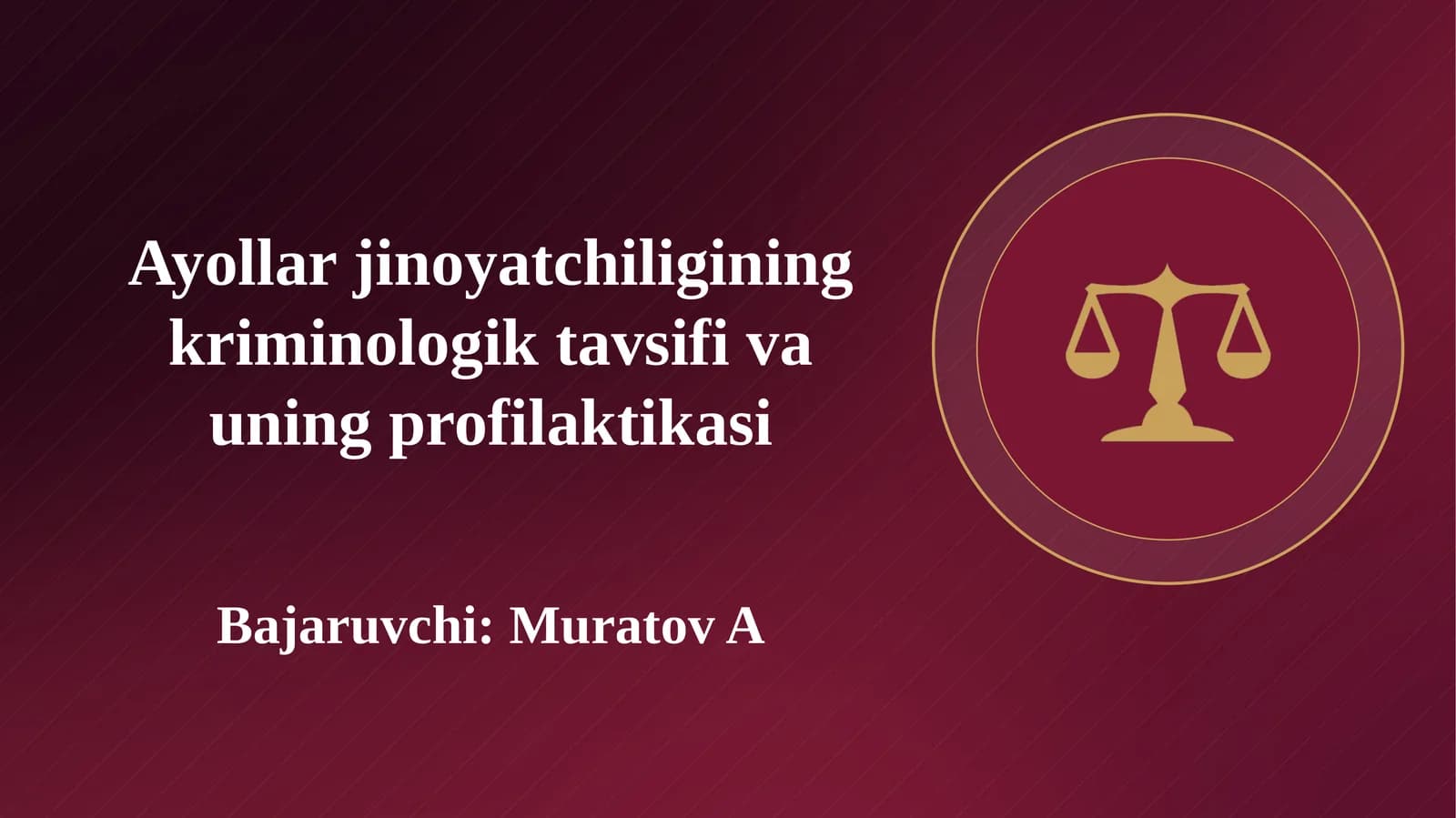 Ayollar jinoyatchiligining kriminologik tavsifi va uning profilaktikasi