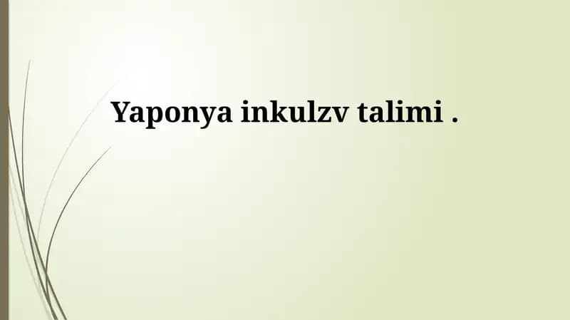 Inkluziv ta'lim Yaponiyada: Tarix, siyosat va tushunchalar