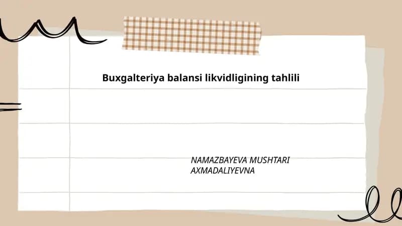 Buxgalteriya balansi likvidligining tahlili