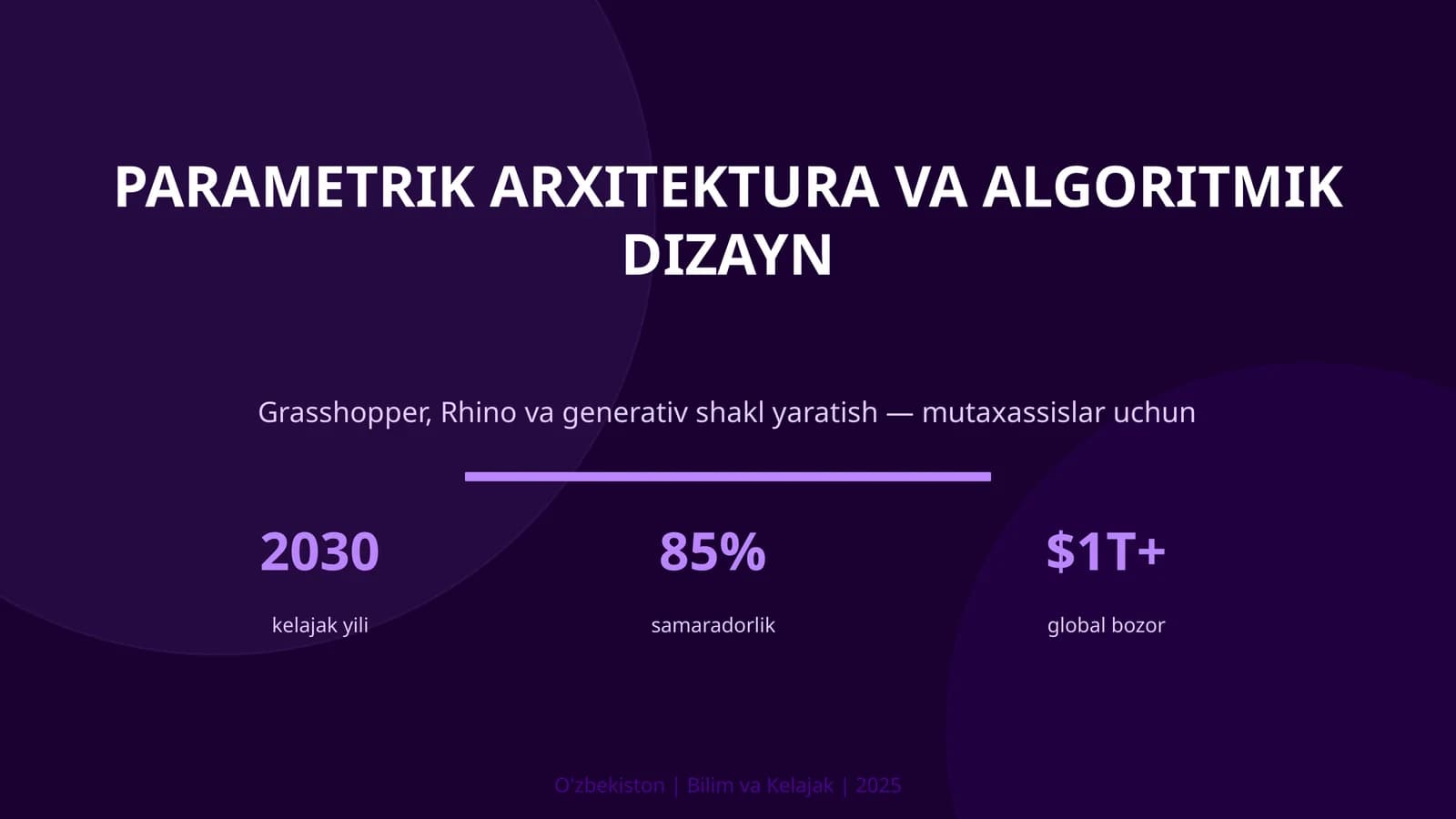 PARAMETRIK ARXITEKTURA VA ALGORITMIK DIZAYN