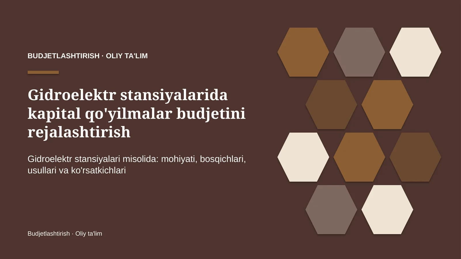 gidroelektr stansiyalarida kapital qo'yilmalar budjetini rejalashtirish 3516