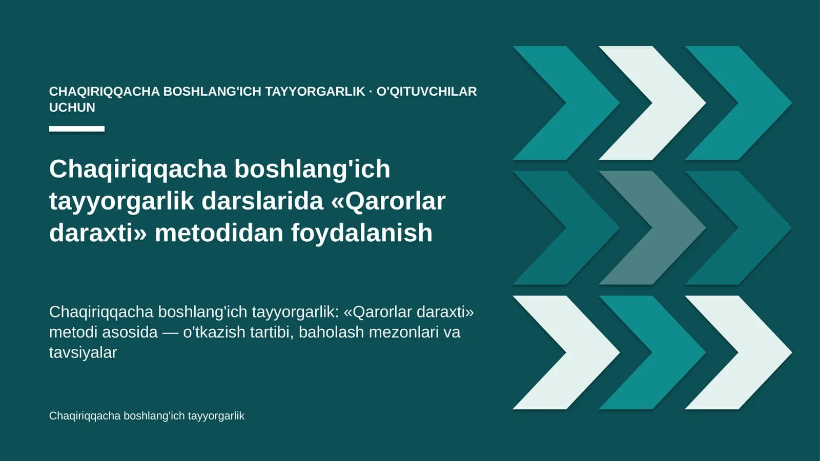 chaqiriqqacha boshlang'ich tayyorgarlik darslarida qarorlar daraxti metodidan foydalanish 8001