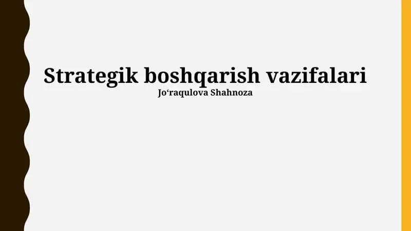 Strategik boshqarish vazifalari