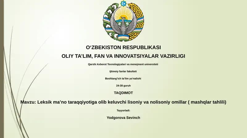 Leksik ma’no taraqqiyotiga olib keluvchi lisoniy va nolisoniy omillar