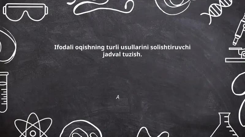 Ifodali oqishning turli usullarini solishtiruvchi jadval tuzish