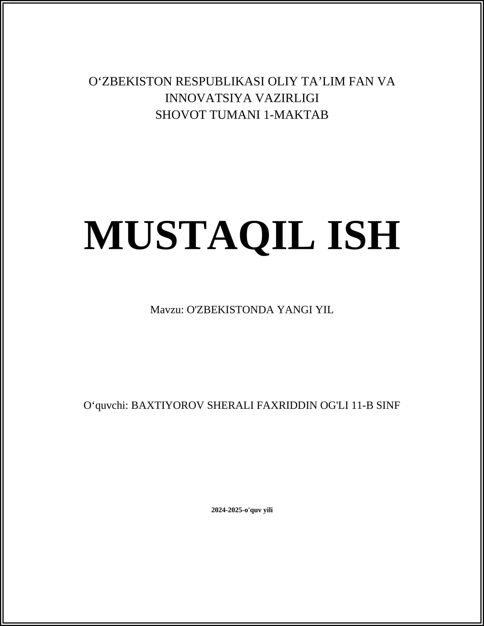 O'zbekistonda yangi yil