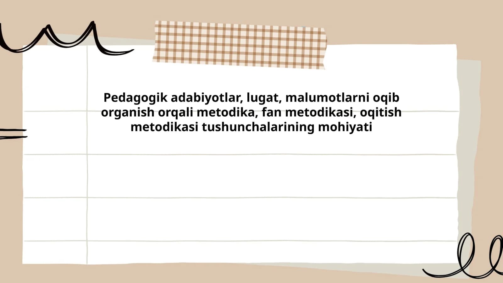 Pedagogik adabiyotlar, lugat, malumotlarni oqib organish orqali metodika, fan metodikasi, oqitish metodikasi tushunchalarining mohiyati