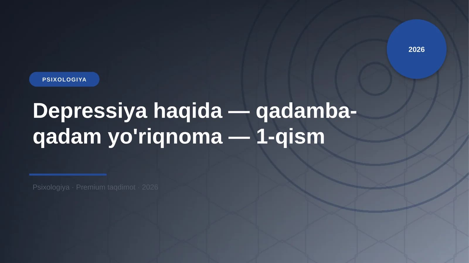 Depressiya haqida — qadamba-qadam yo'riqnoma — 1-qism