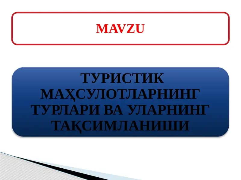 TURISTIK MAHSULOT