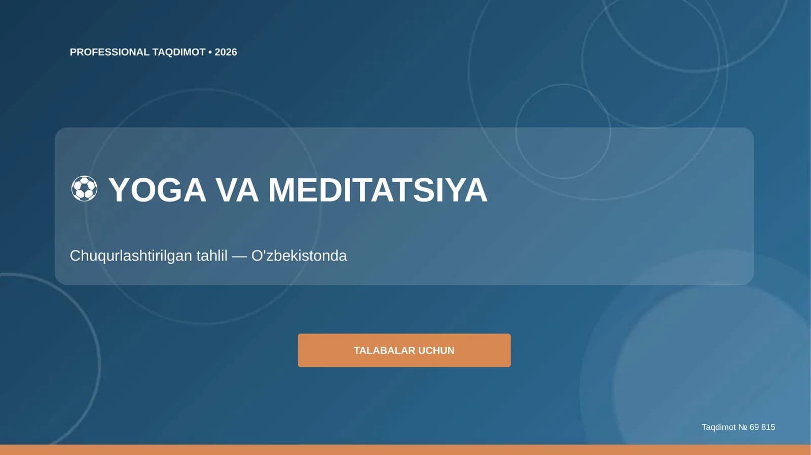 Yoga va meditatsiya: chuqurlashtirilgan tahlil (O'zbekistonda) [talabalar uchun]
