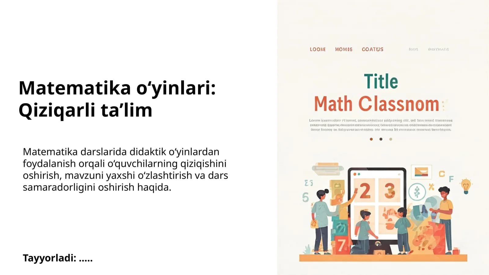 Matematika o‘yinlari: Qiziqarli ta’lim