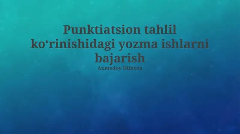 Punktuatsiya tahlili