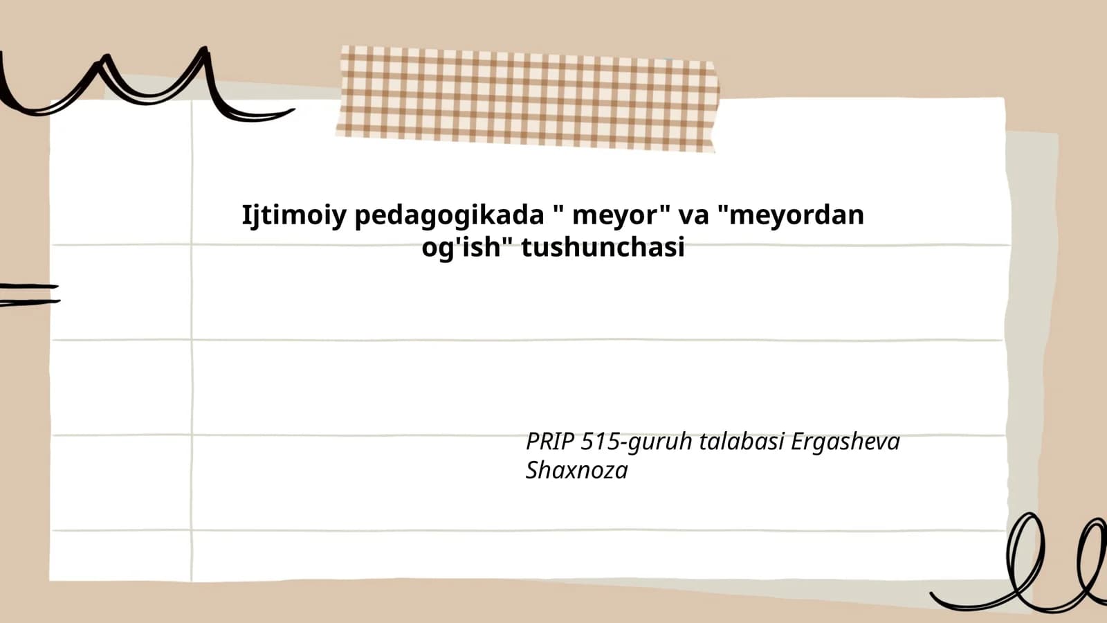 Ijtimoiy pedagogikada " meyor" va "meyordan og'ish" tushunchasi