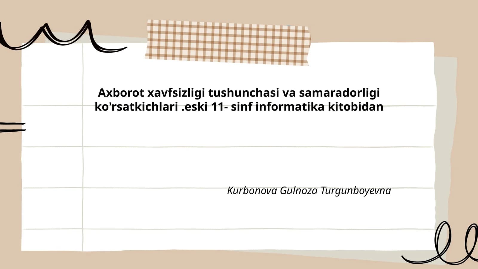Axborot xavfsizligi tushunchasi va samaradorligi ko'rsatkichlari