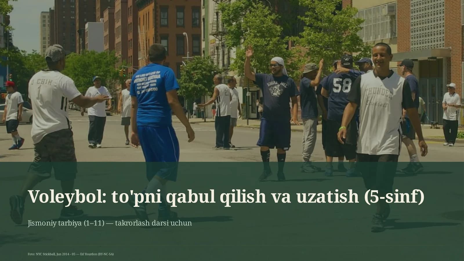 Voleybol: to'pni qabul qilish va uzatish (5-sinf)