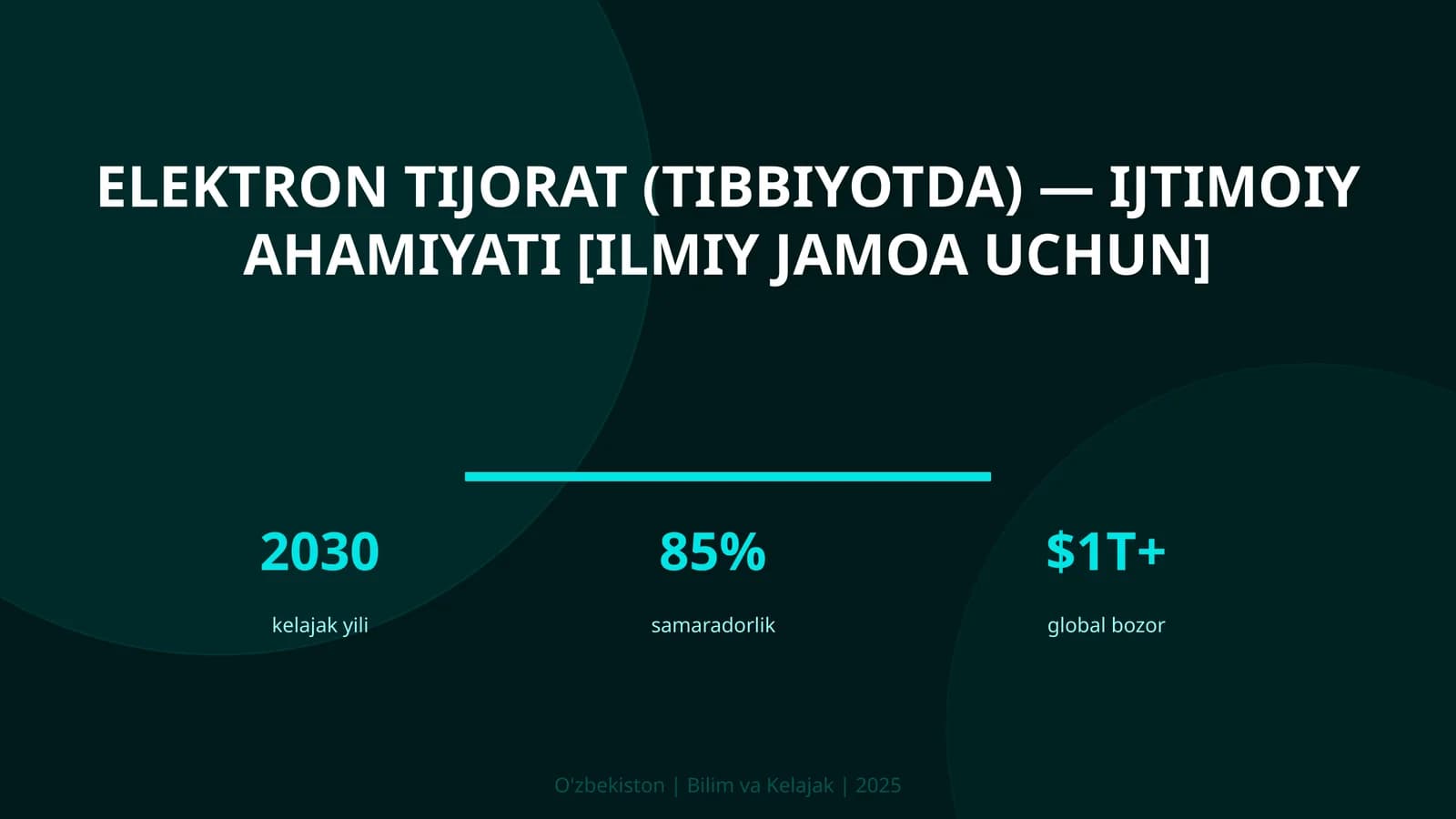 ELEKTRON TIJORAT (TIBBIYOTDA) — IJTIMOIY AHAMIYATI [ILMIY JAMOA UCHUN]