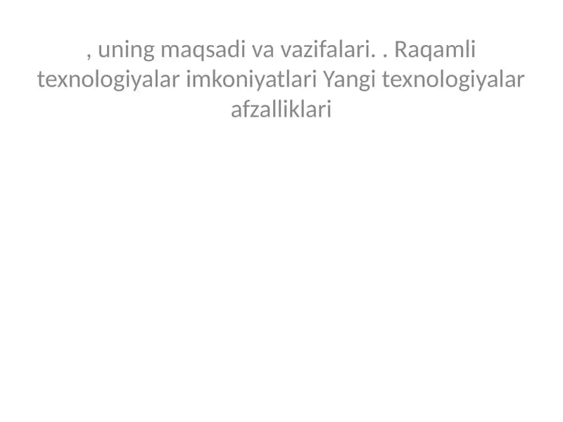 Raqamli texnologiyalar (Digital technologies)