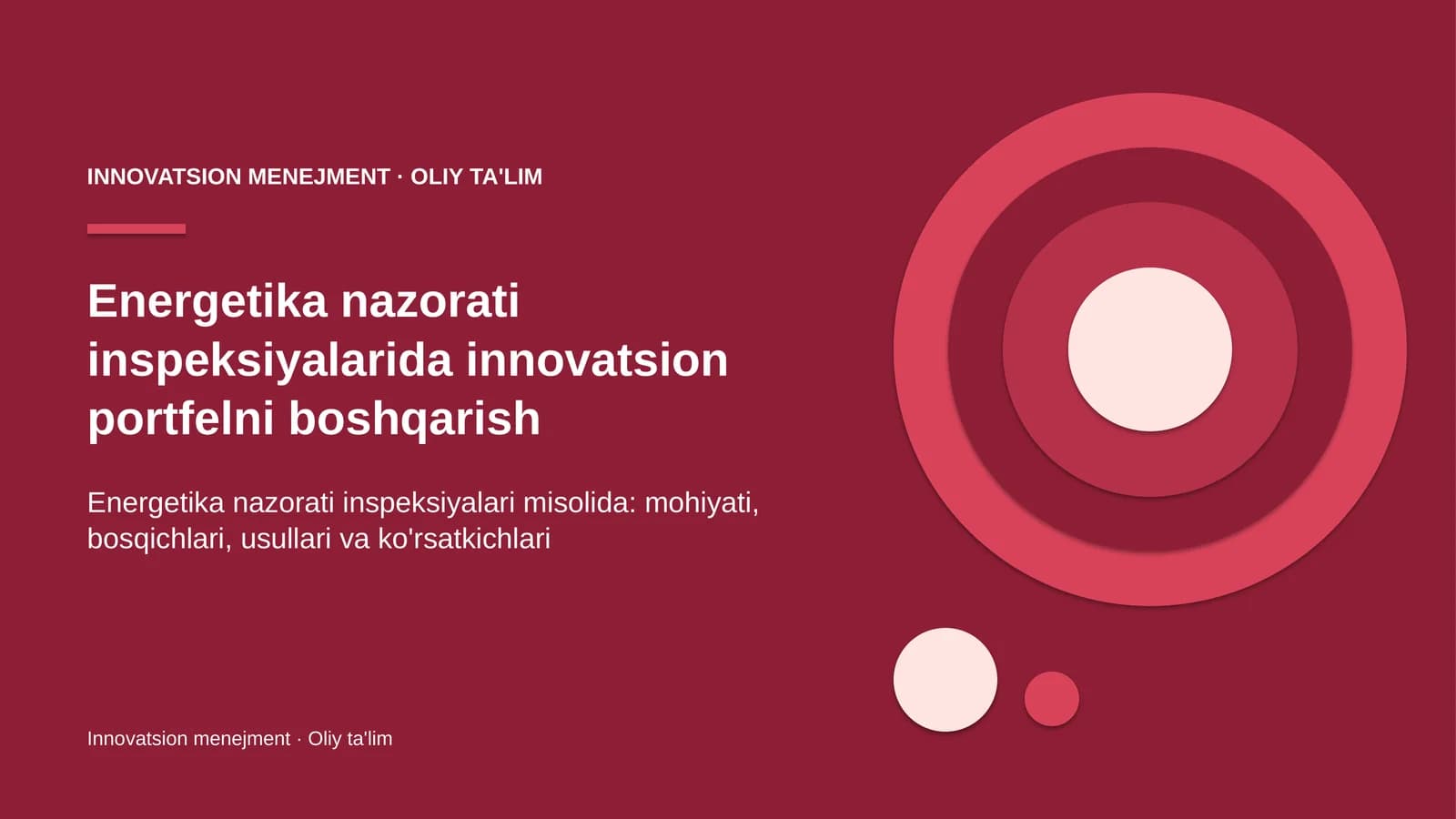 Energetika nazorati inspeksiyalarida innovatsion portfelni boshqarish