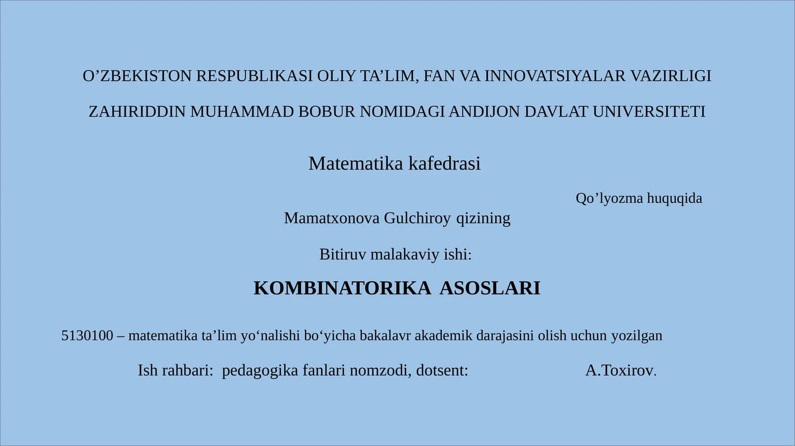 KOMBINATORIKA ASOSLARI