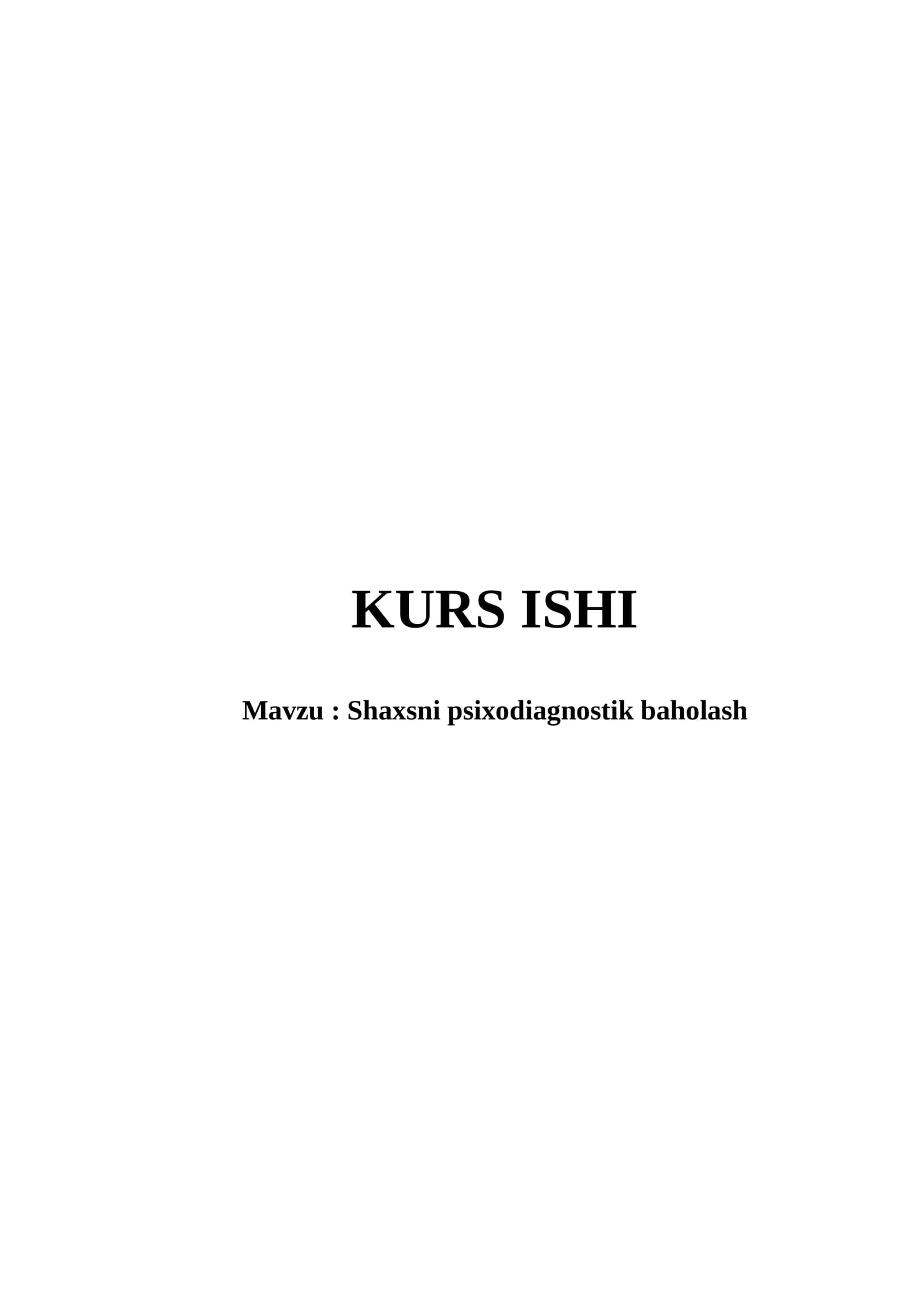 Shaxsni psixodiagnostik baholash