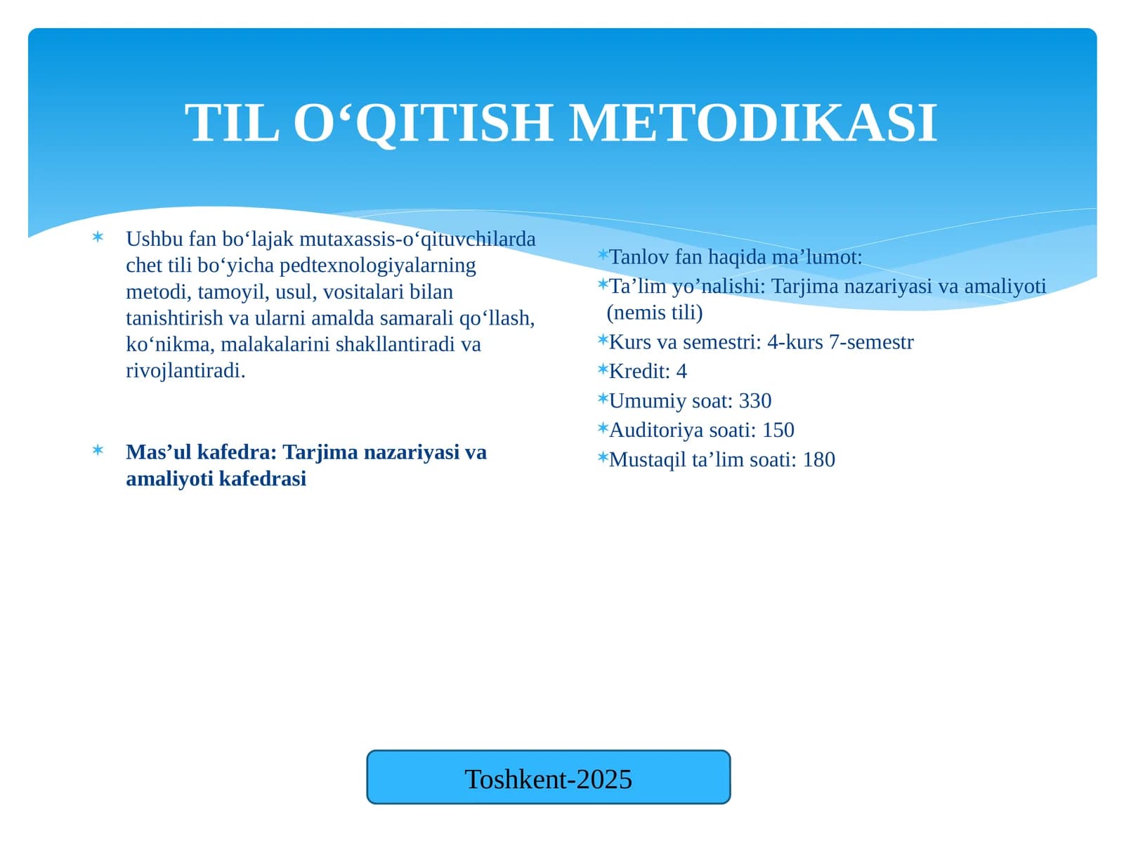 Til o'qitish metodikasi (2-qism)