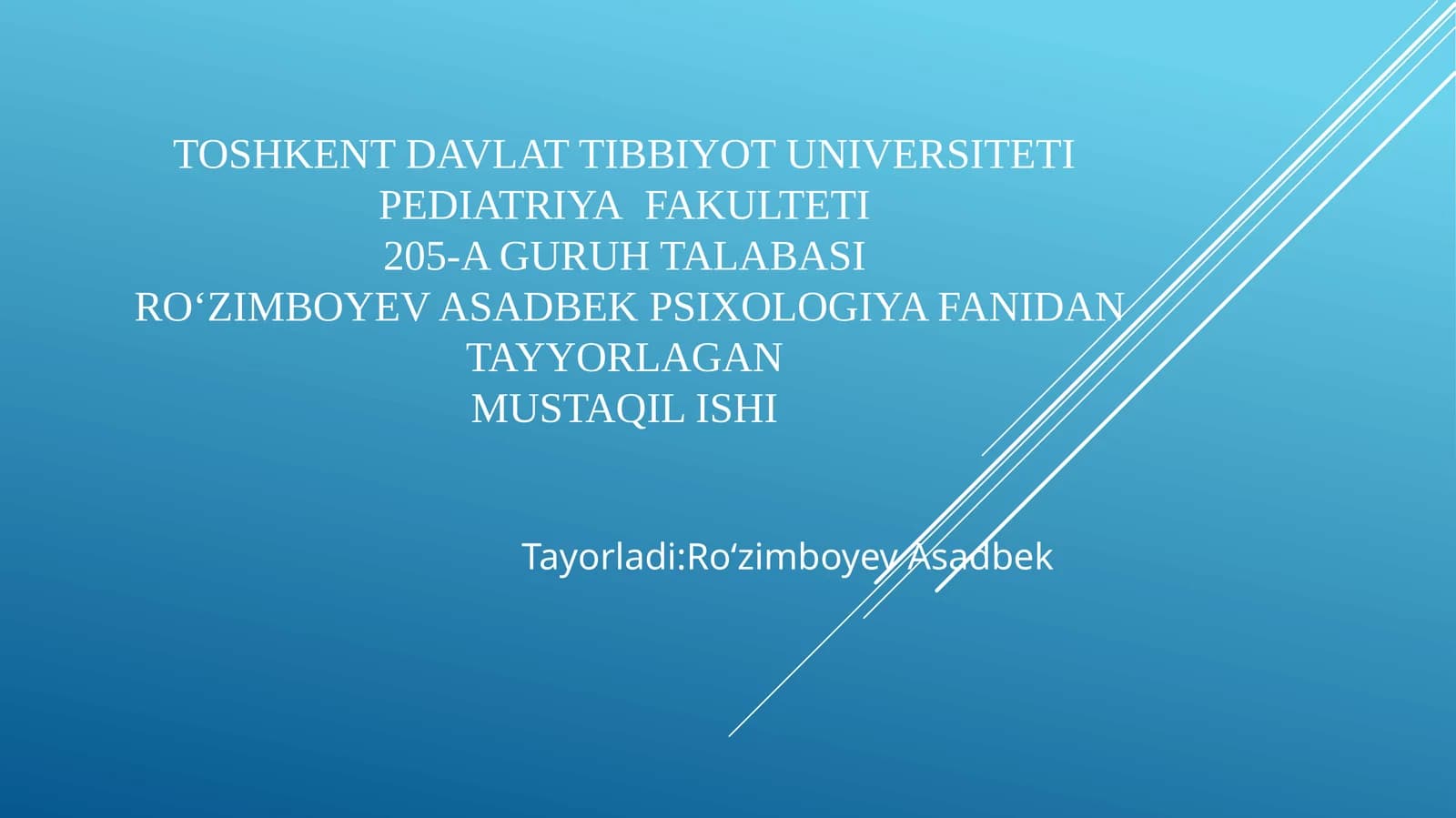 psixologiya fanidan tayyorlagan mustaqil ishi
