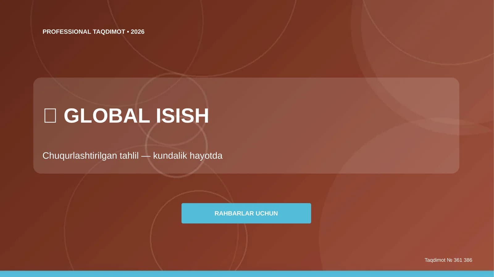 Global isish: chuqurlashtirilgan tahlil (kundalik hayotda) [rahbarlar uchun]