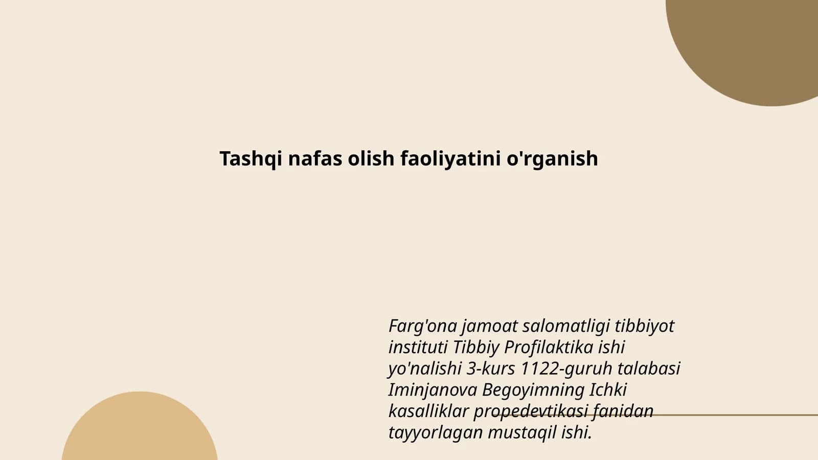 Tashqi nafas olish faoliyatini o'rganish