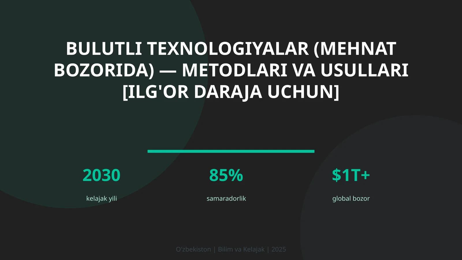Bulutli texnologiyalar (mehnat bozorida) — metodlari va usullari [ilg'or daraja uchun]