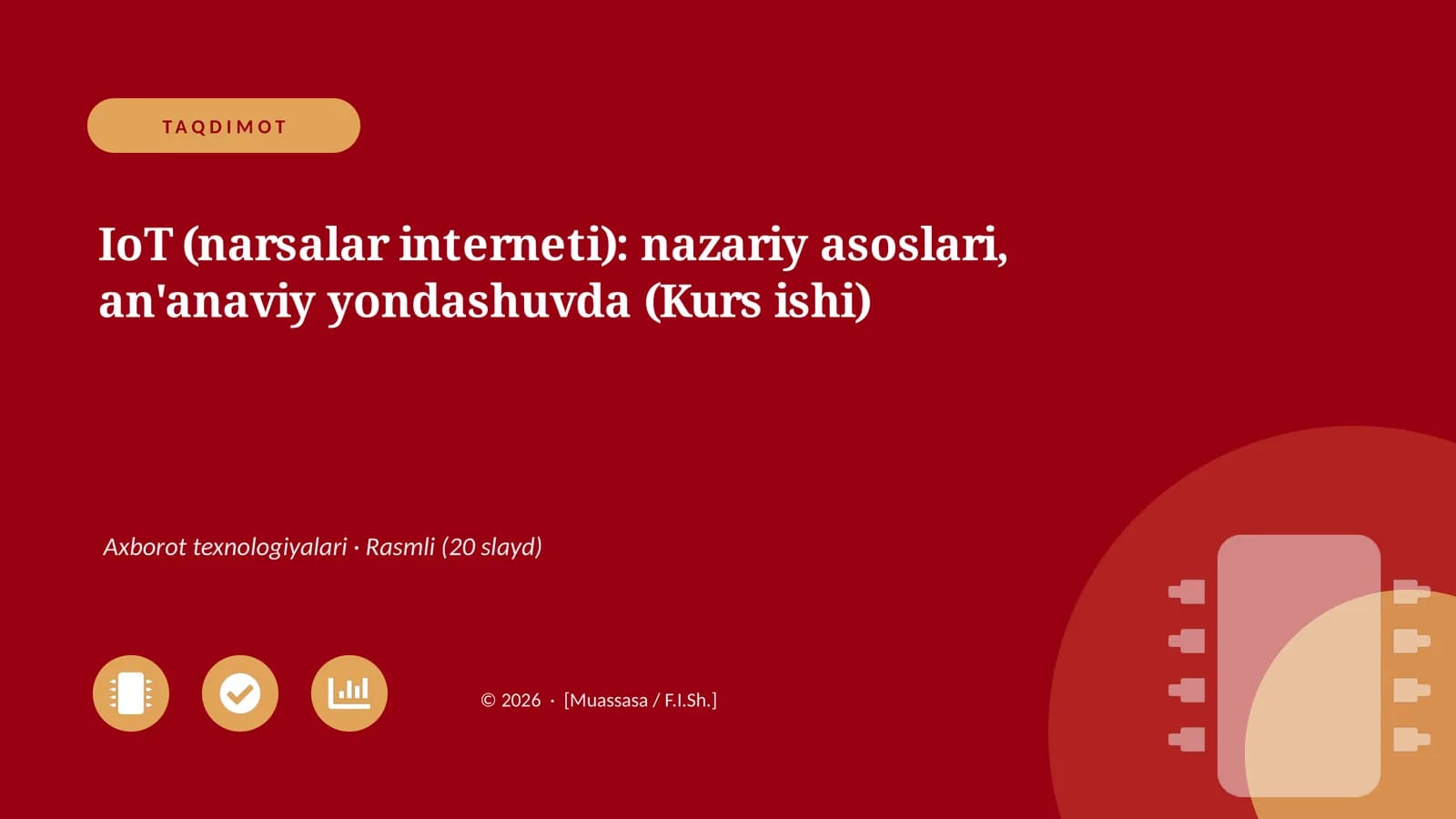 IoT (narsalar interneti): nazariy asoslari, an'anaviy yondashuvda (Kurs ishi)