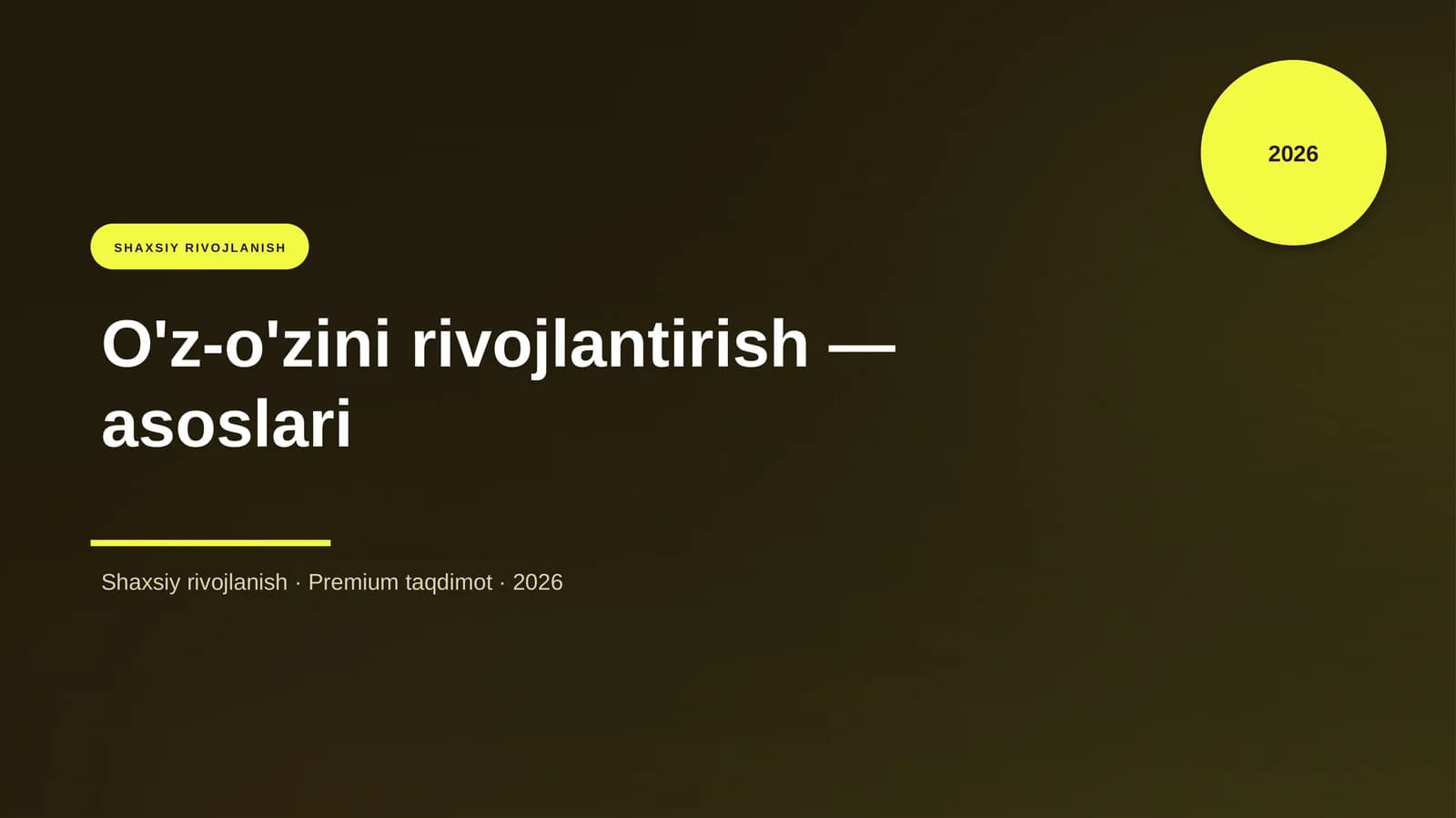 O'z-o'zini rivojlantirish — asoslari