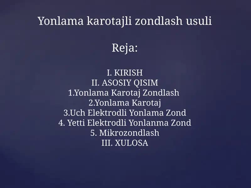 Yonlama karotajli zondlash usuli