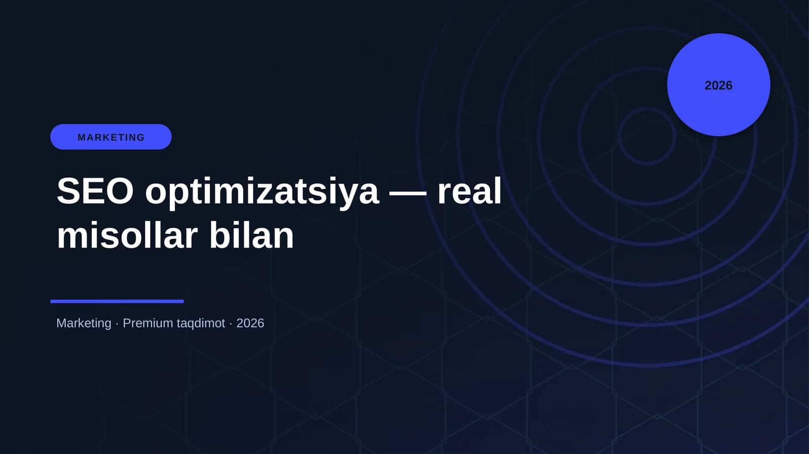 SEO optimizatsiya — real misollar bilan