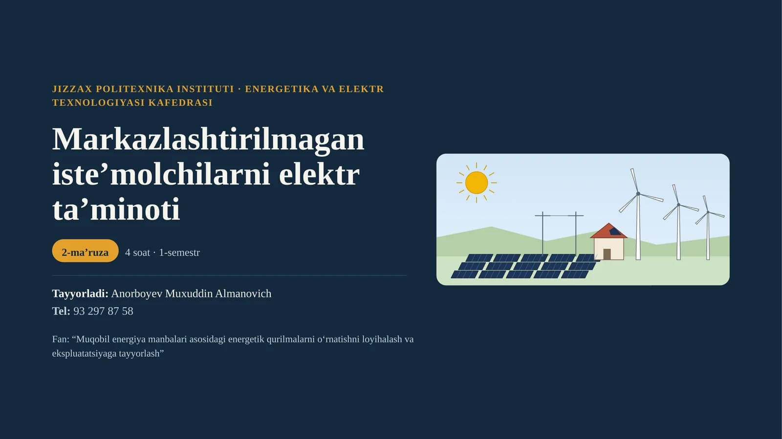 Markazlashtirilmagan iste’molchilarni elektr ta’minoti