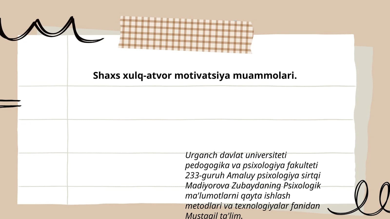 Psixologik ma'lumotlarni qayta ishlash metodlari va texnologiyalar