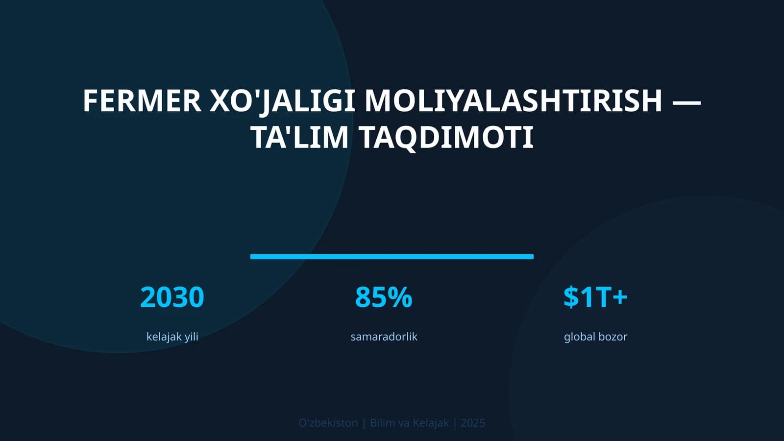 FERMER XO'JALIGI MOLIYALASHTIRISH — TA'LIM TAQDIMOTI