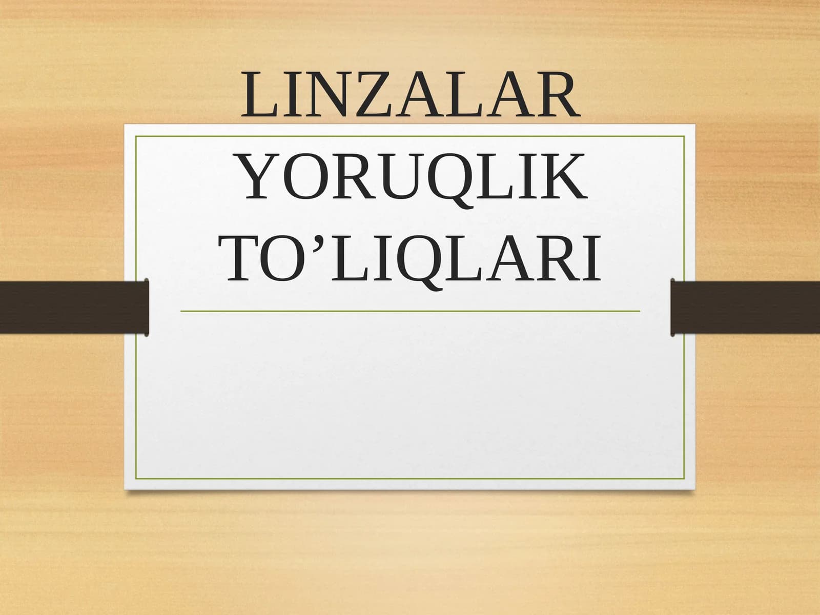LINZALAR YORUQLIK TO’LIQLARI