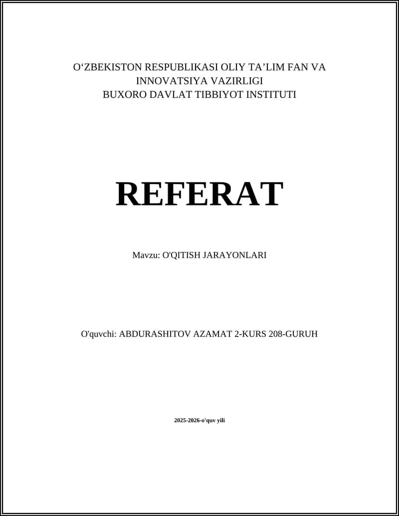 O'QITISH JARAYONLARI