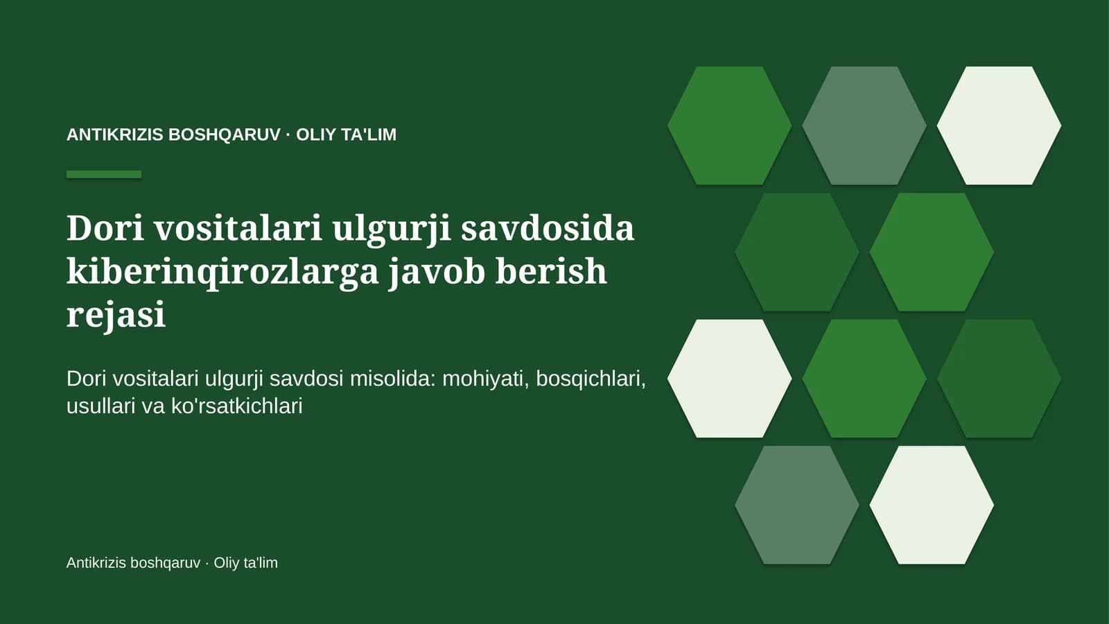 dori vositalari ulgurji savdosida kiberinqirozlarga javob berish rejasi 9289