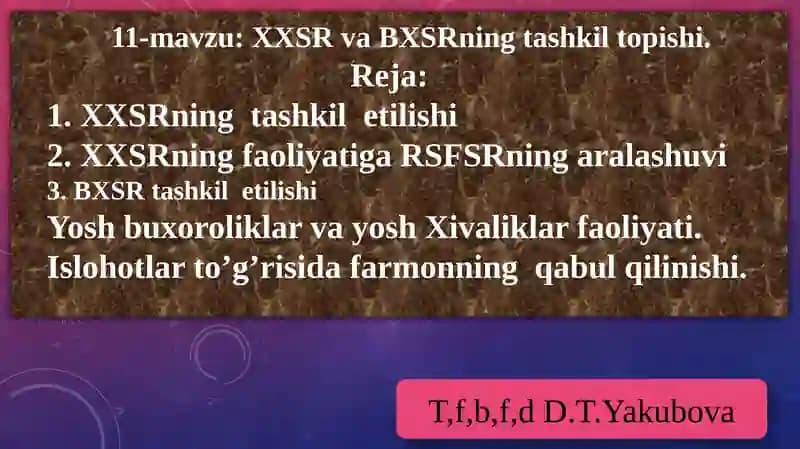 XXSR va BXSRning tashkili