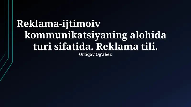 Reklama-ijtimoiv kommunikatsiya