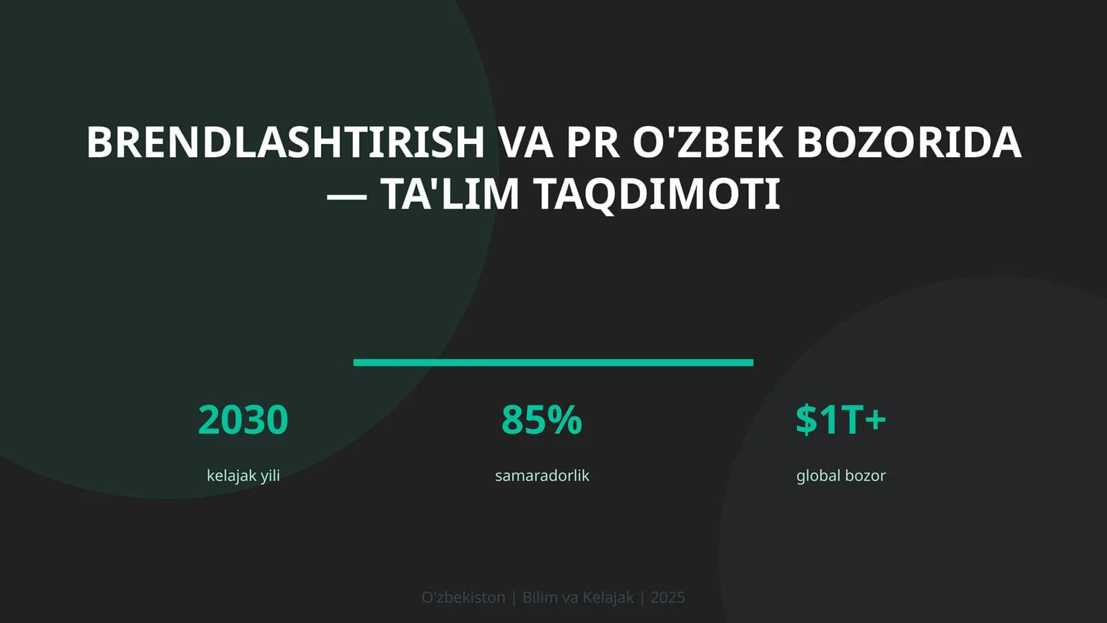 Brendlashtirish va PR O'zbek bozorida — ta'lim taqdimoti