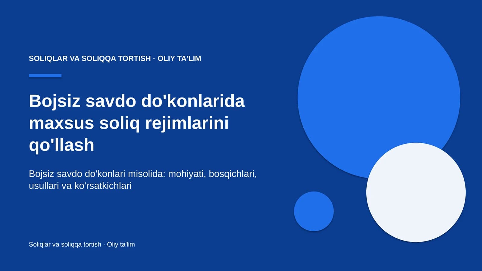 Bojsiz savdo do'konlarida maxsus soliq rejimlarini qo'llash
